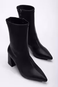 بوت زنانه ونسا اورجینال ترک رنگ مشکی با نوک تیز و پاشنه متوسط - 12843