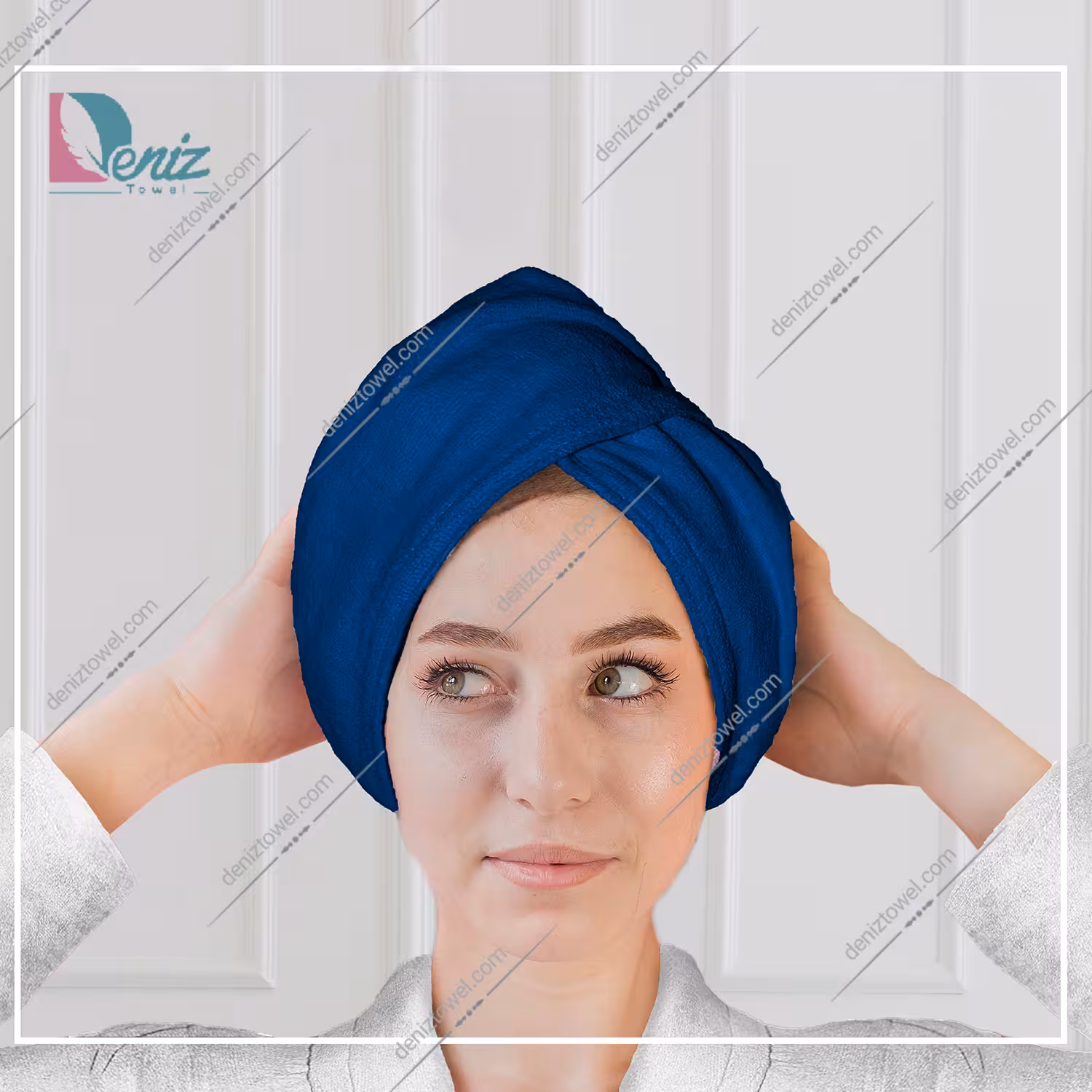 حوله سر طرح ساده مدل کلاه پیچ رنگ آبی درباری