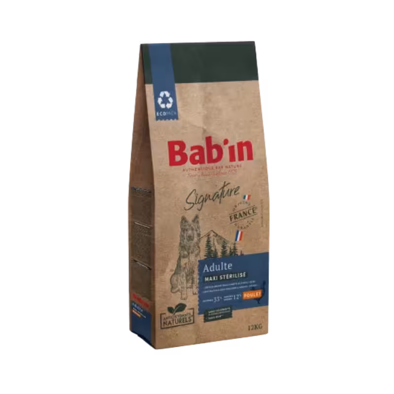 غذای خشک سگ بالغ Maxi Adult Sterilise ماکسی ادالت مرغ برند Babin بابین 12 کیلویی