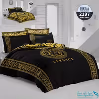 روتختی طرح Versace طلایی دو نفره برند Turkaz کد 2197