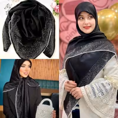 شال نگین دار زنانه شال مرواریدی ارسال رایگان