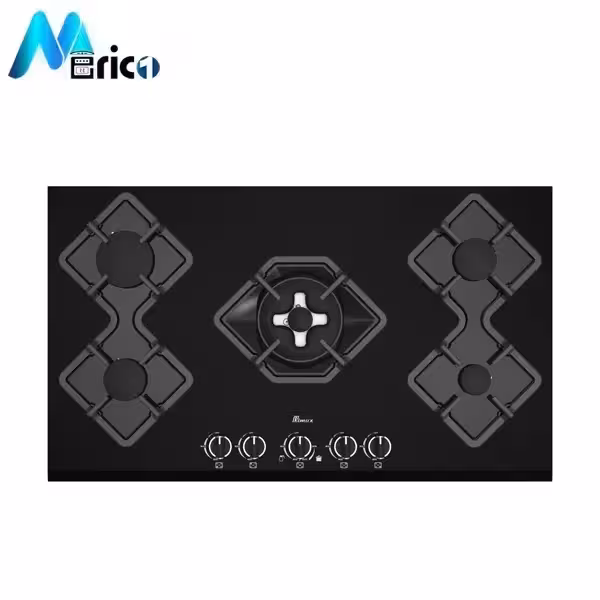 گاز رومیزی بیمکث کد 5090 پنج شعله شیشه مشکی