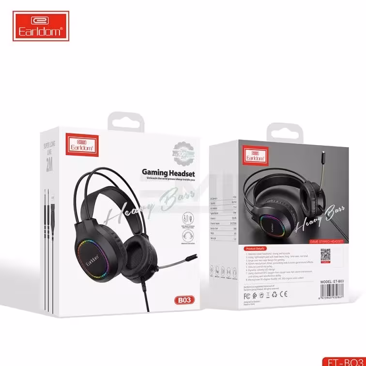 هدست با سیم گیمینگ ارلدام مدل ET-B03