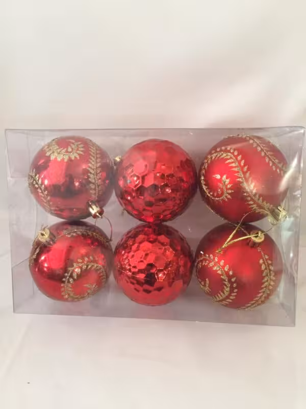 گوی های رنگی اویز به درخت کریسمس بسته 6 عددی در 3 رنگ کد 18