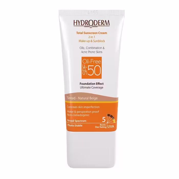 ضد آفتاب بژ طبیعی فاقد چربی SPF50 هیدرودرم (40 میل)