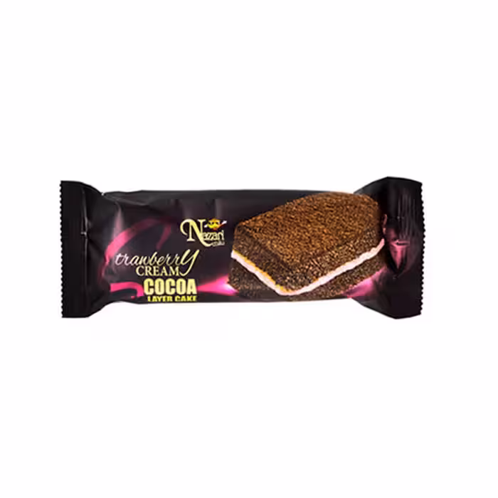کیک مخملی کاکائویی با کرم توت فرنگی نظری 75 گرمی