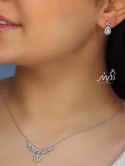 💍نیم ست جواهری آویز دار خاص و زیبا ، نقره عیار 925(N_4314)