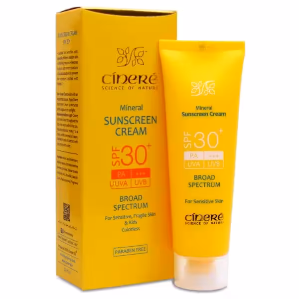 کرم ضد افتاب بدون رنگ سینره مناسب پوست های حساس SPF30 ا Cinere Mineral Sunscreen Cream