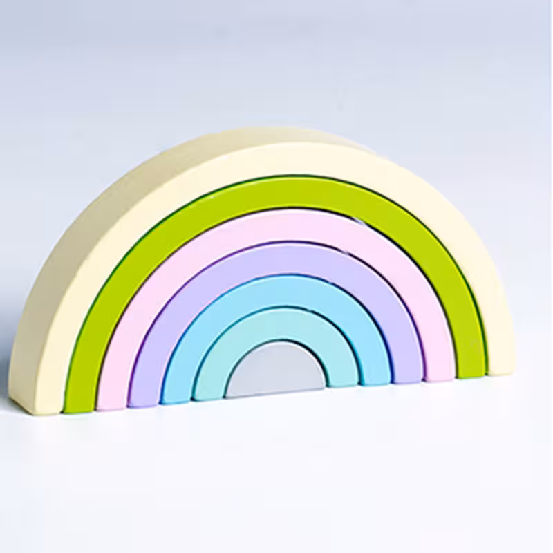 پازل رنگین کمان چوبی  سایز کوچک رنگ صورتی بنفش کد P/QT07/D