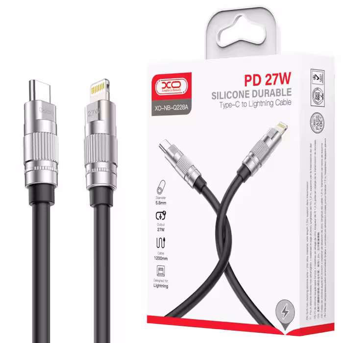کابل تبدیل فست شارژ XO XO-NB-Q228A Type-C To Lightning PD 27W 1.2m