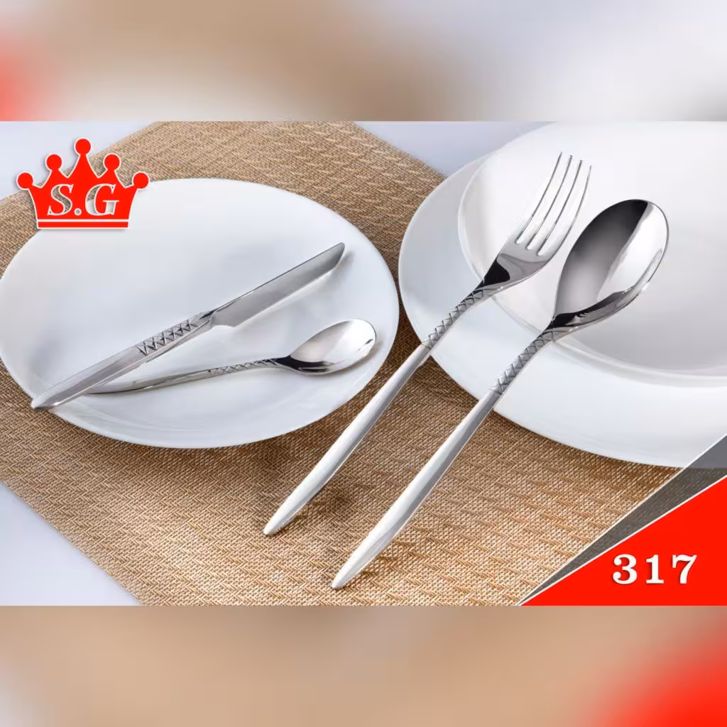 سرویس قاشق چنگال 105 پارچه 18 نفزه اس جی مدل 317s