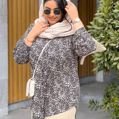 شومیز مانتویی پلنگی سایز بزرگ (کرپ وارداتی سبک)