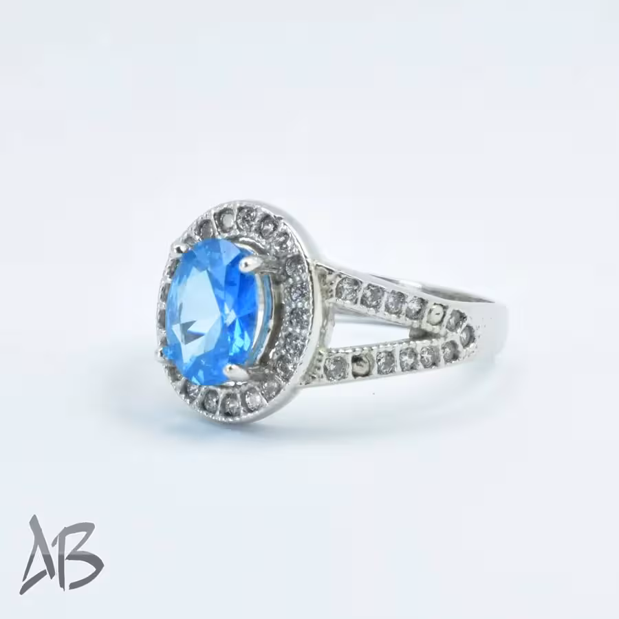 انگشتر نقره زنانه اصل نگین توپاز درخشان و برلیان کات کد 308 آقابزرگ