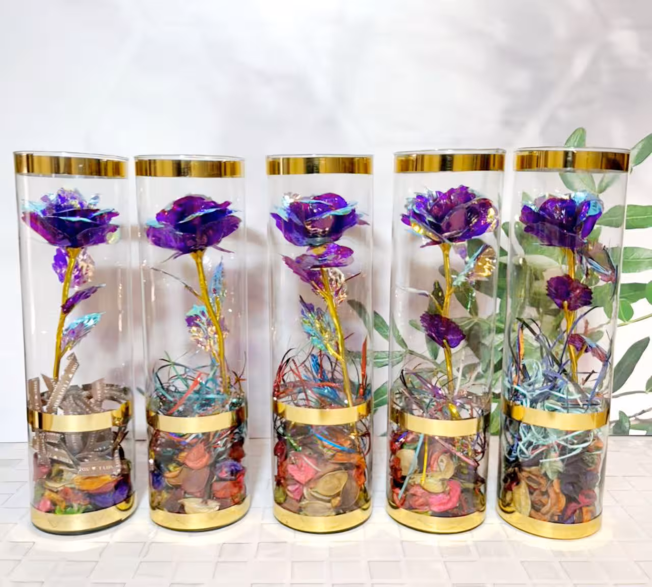 شیشه گل رز کادویی بنفش