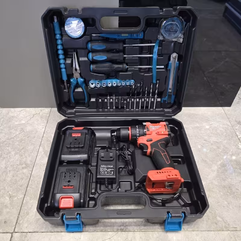 دریل شارژی 36 ولت چکشی سه نظام فلزی طرح میلواکی با لوازم کامل مدل MV04