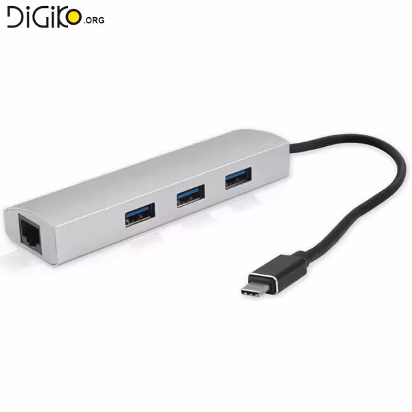 تبدیل Type-c  USB 3.1 به 3 پورت USB3.0   یک پورت شبکه گیگابیت (مارک فرانت)