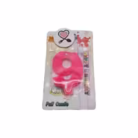 شمع مخملی گلدار صورتی عدد 9 پاف کندل (puff candle)