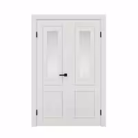 درب سفید دولنگه با شیشه طرح‌دار کد 30516