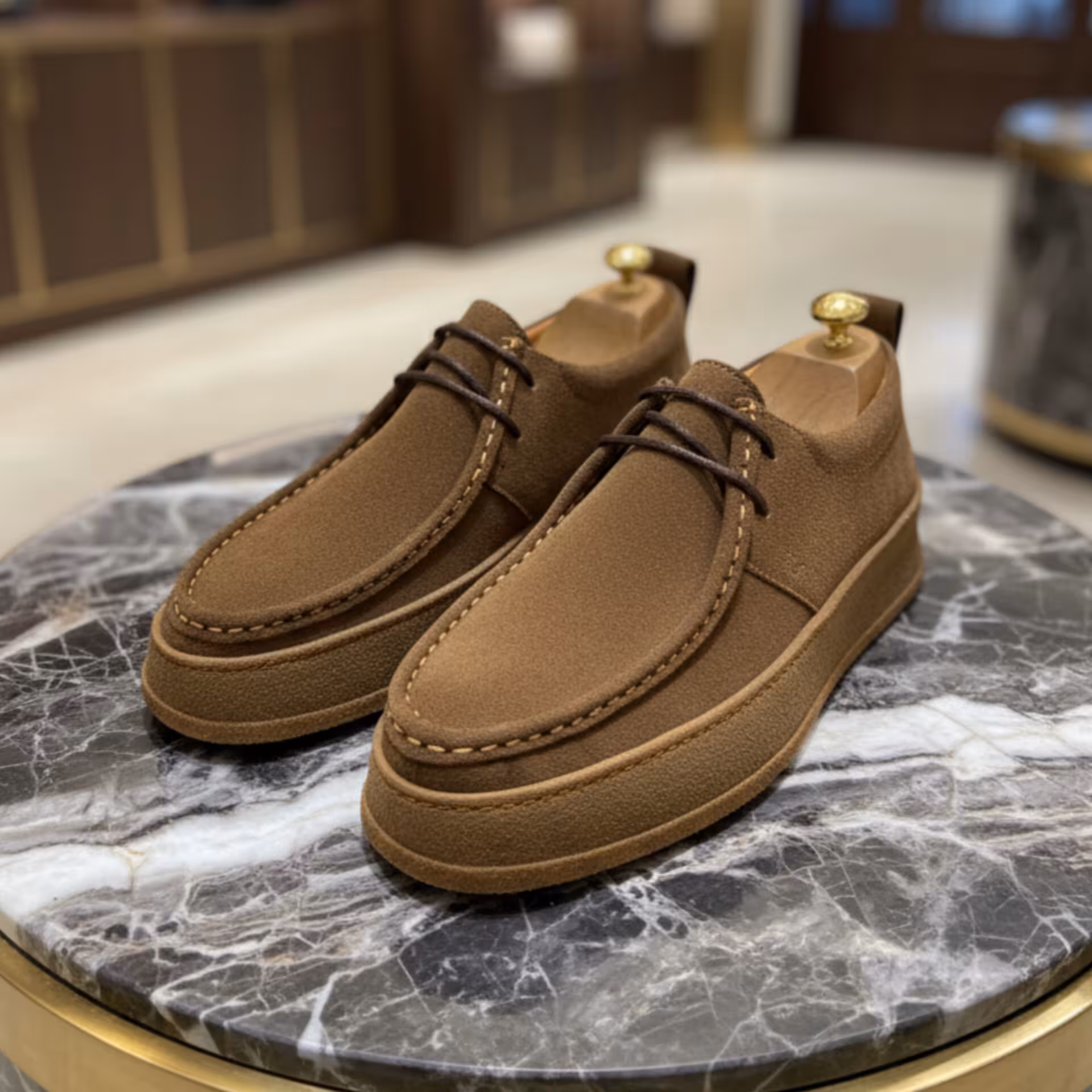 کفش چرم مردانه اسپرت کد SP186BR رنگ نسکافه ای