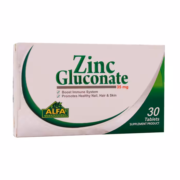 قرص زینک گلوکونات 35 میلی گرم آلفا ویتامینز 30 عدد | Alfa Vitamins Zinc Gluconate 35 mg