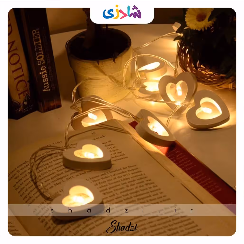 ریسه چراغدار قلب چوبی