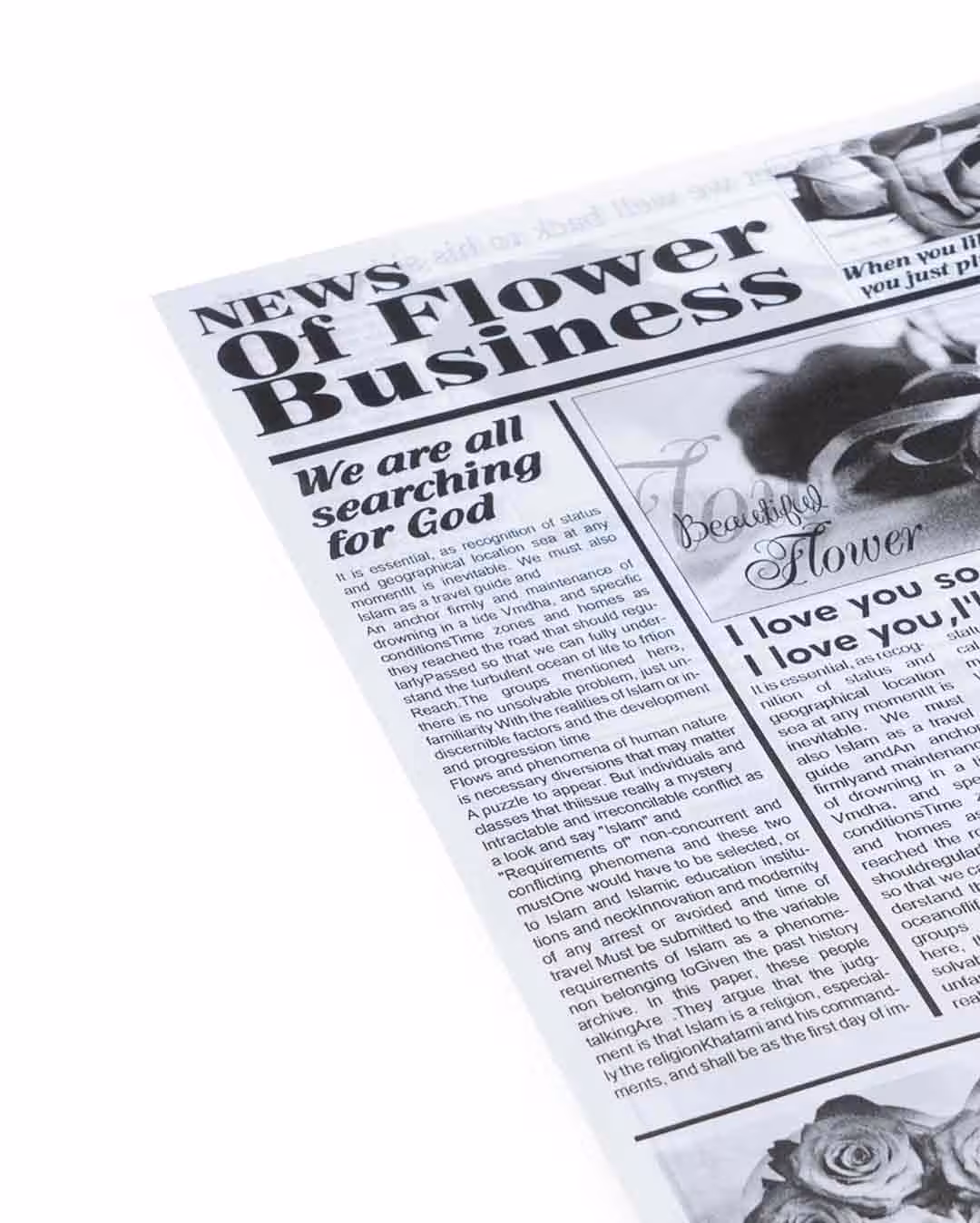 روزنامه انگلیسی زمینه سفید