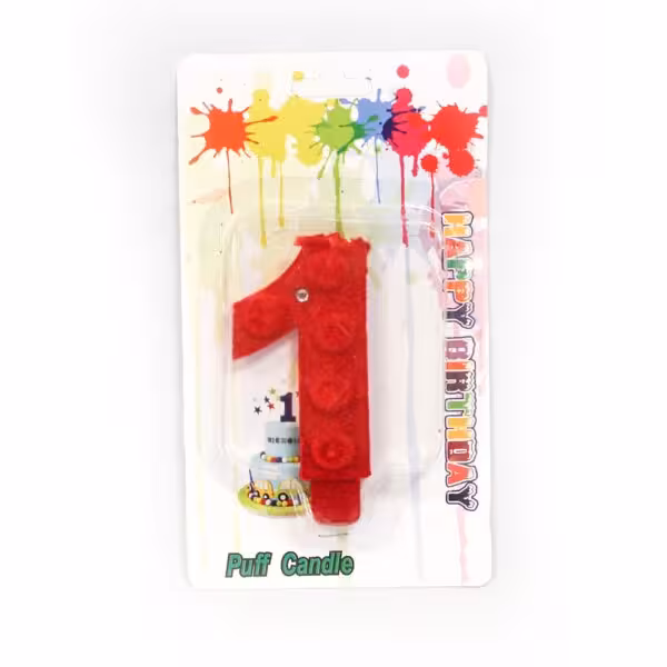 شمع مخملی عدد یک قرمز