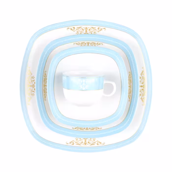 سرویس 98 پارچه 12 نفره والندورفر طرح آرمیتاژ فیروزه ای