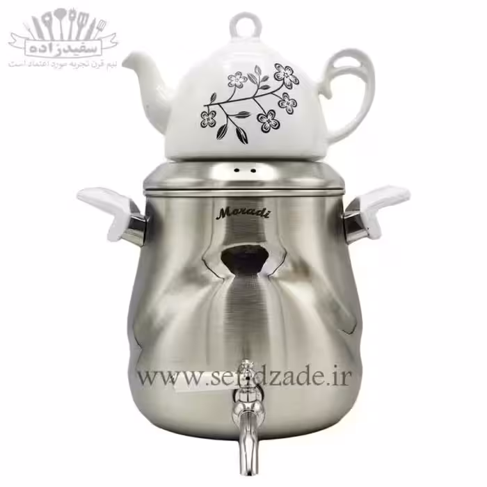 کتری و قوری استیل دستی لوکس 309 کف ساده 5 لیتری