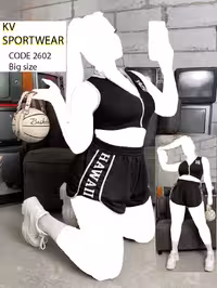 ست کراپ شورتک نخی سایز بزرگ ورزشی زنانه کد 002