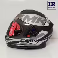 کلاه کاسکت عینک دار فک ثابت تایفون SMK مدل RACE - طوسی سفید