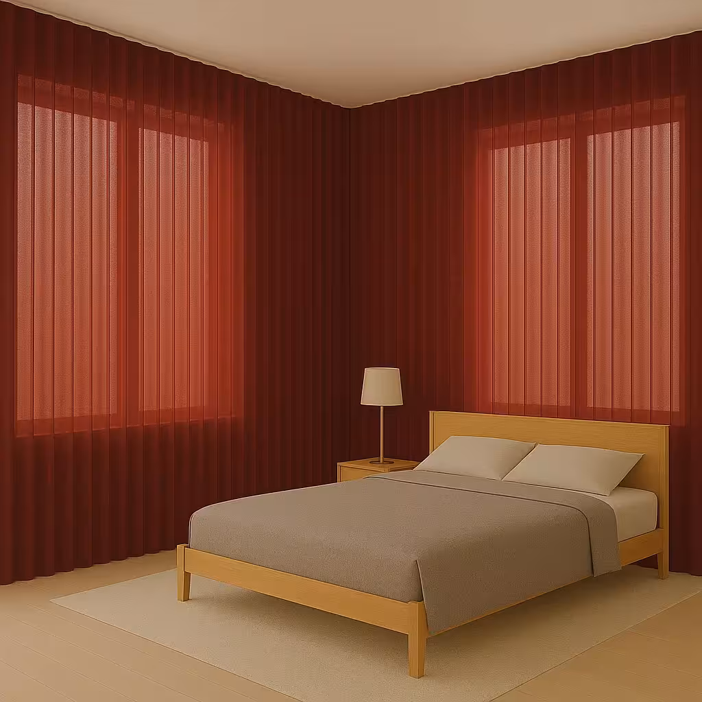 پرده مینیمال حریر ساده عنابی کد 584