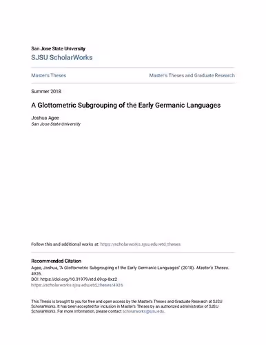 خرید و دانلود نسخه کامل کتاب A Glottometric Subgrouping of the Early Germanic Languages (MA thesis)