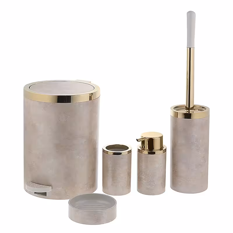 سرویس 5 پارچه هارمونی مدل روشا طرح بتن کرم طلایی