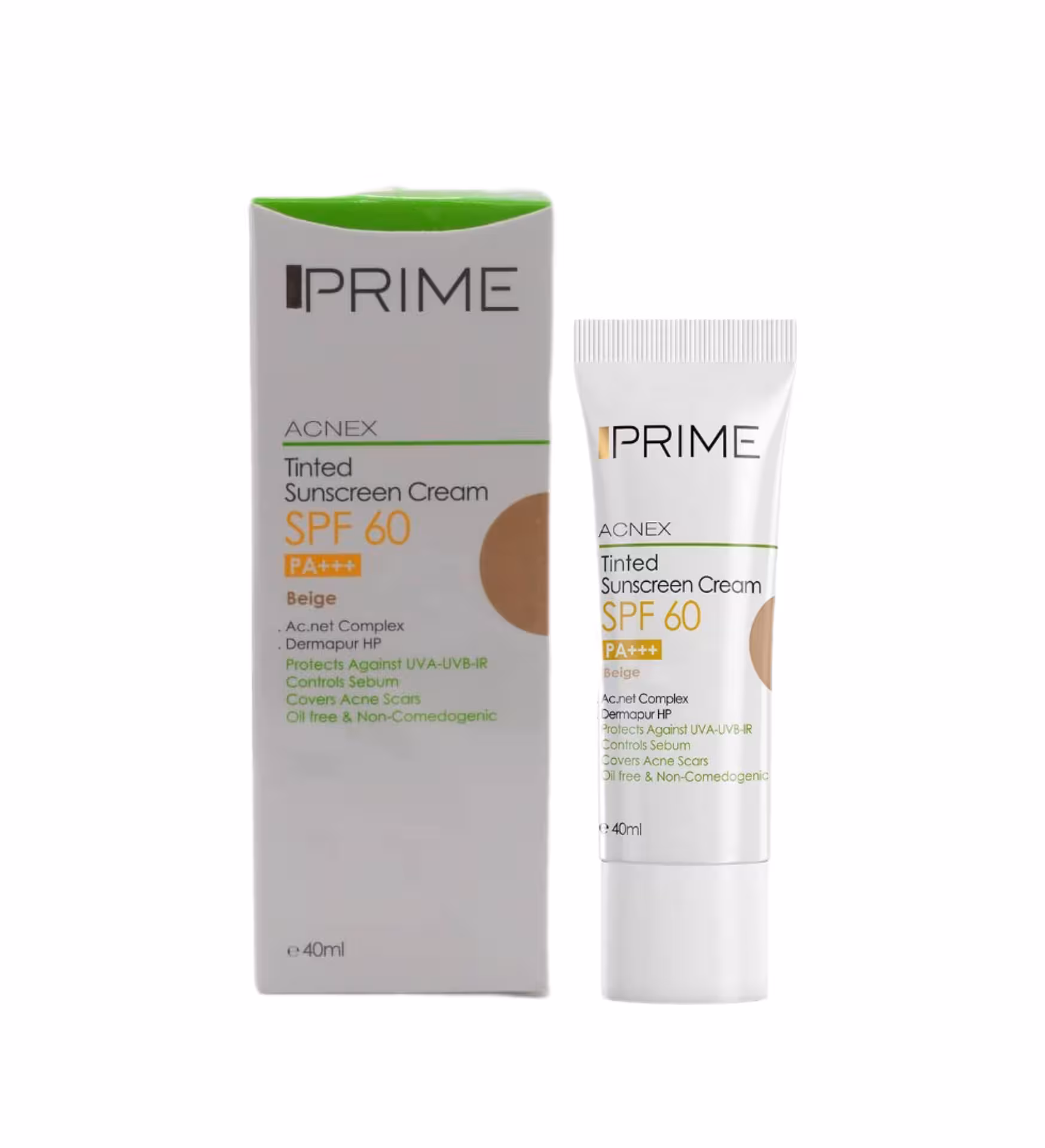کرم ضدآفتاب رنگی (بژ)spf60 پرایم حجم 40 میلی لیتر