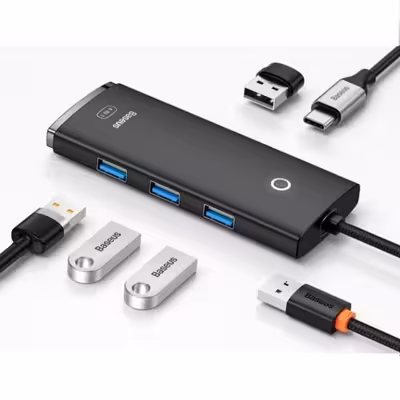 هاب 4 پورت USB -C باسئوس مدل Lite Series - WKQX03030 25cm