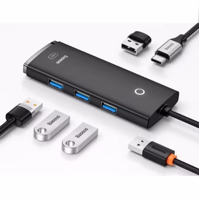 هاب 4 پورت USB -C باسئوس مدل Lite Series - WKQX03030 25cm