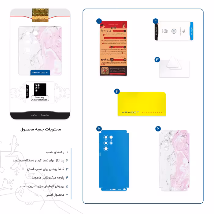 برچسب پوششی ماهوت مدل Blanco-Pink-Marble-FullSkin مناسب برای گوشی موبایل سامسونگ Galaxy S22 Ultra 5G