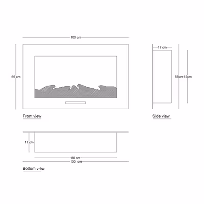 شومینه دیواری برقی شومینه بیستون مدل B.Z_100_L2.bs