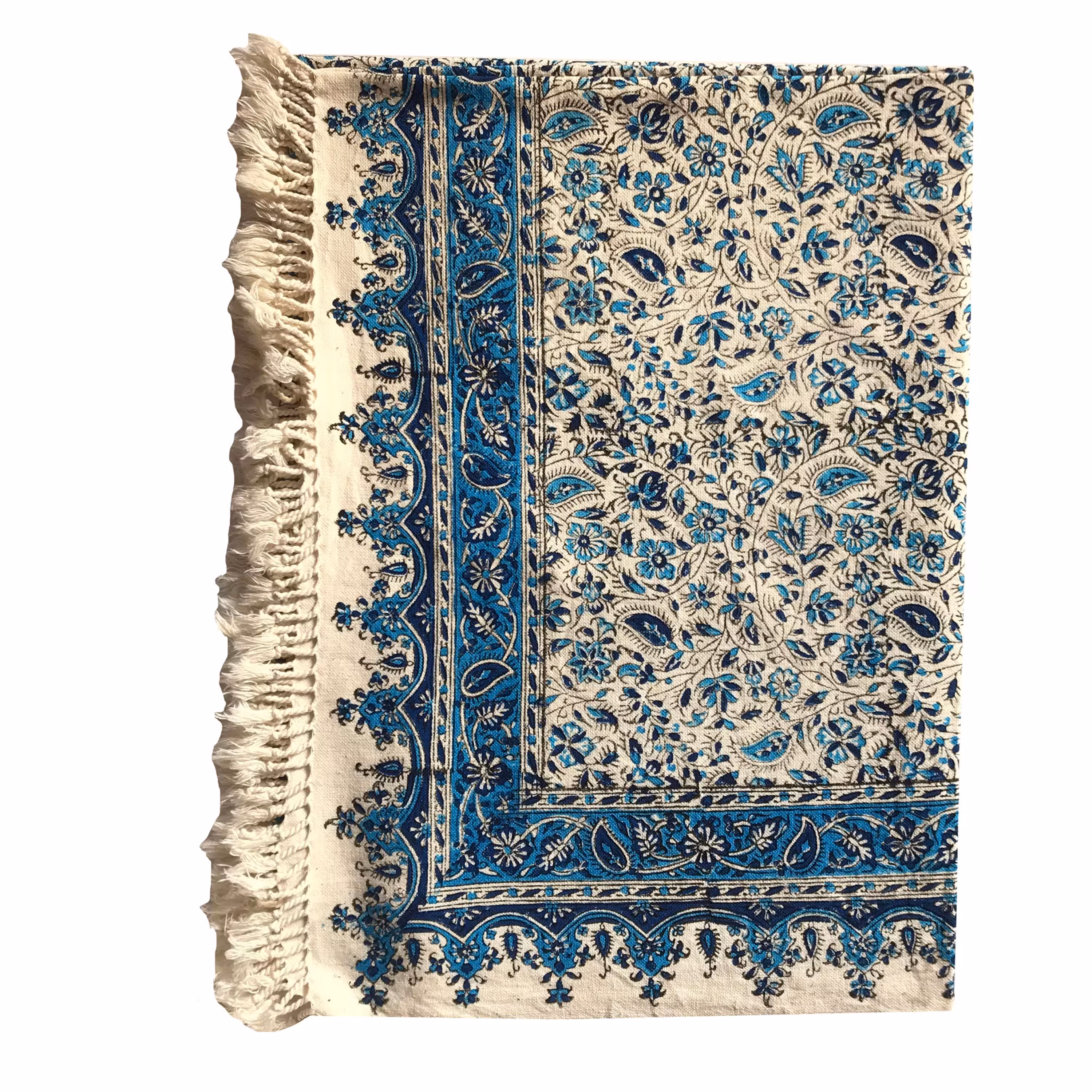 سفره قلمکار 6 نفره طرح بادامی آبی