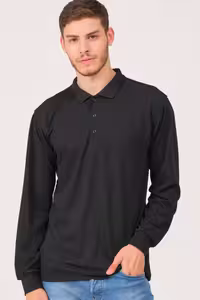 سویشرت مشکی مردانه سیاه یقه پولو V1902 Dewberry