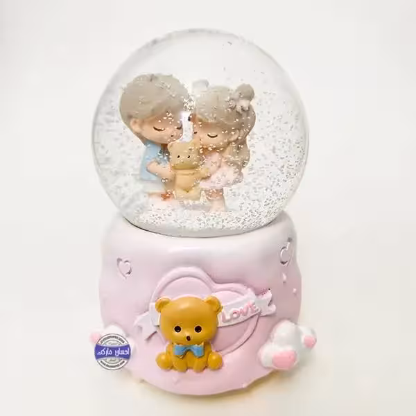 گوی چراغدار موزیکال پمپی برفی دختر و پسر با تدی