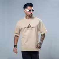 تیشرت قواره دار بالنسیاگا پاریس رنگ کرمی مردانه و دخترانه