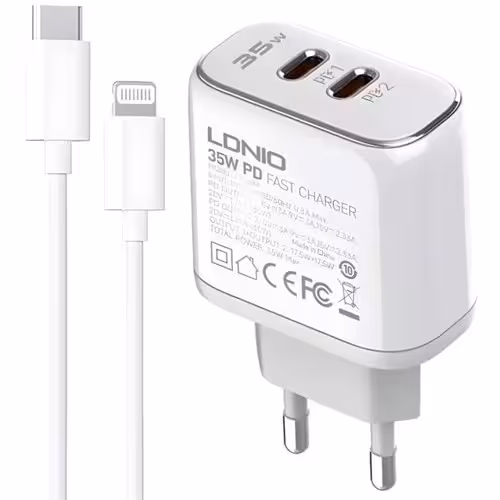 شارژر مسافرتی الدینیو 35 وات به همراه کابل LDNIO POWER ADAPTER 35W A2528M