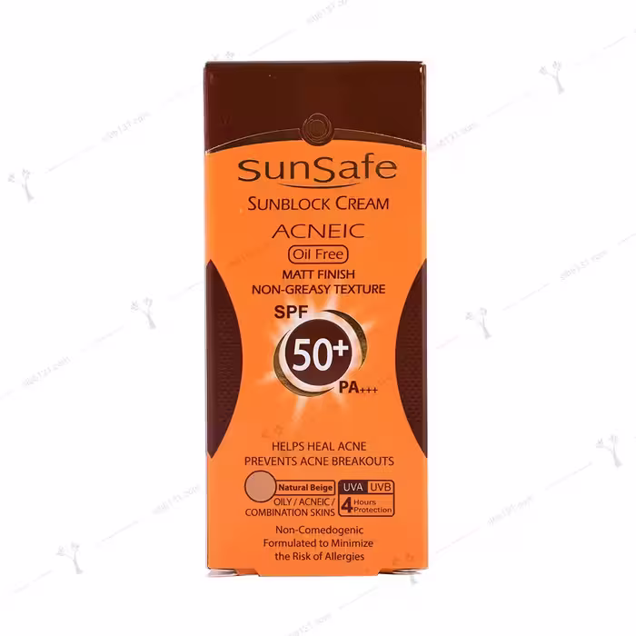 کرم ضد آفتاب سان سیف فاقد چربی  spf 50 بژ طبیعی 50 میلی لیتری