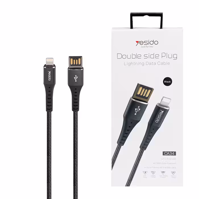 کابل USB به لایتنینگ یسیدو YESIDO CA34 طول 1.2متر 2.4 آمپر