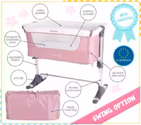 تخت کنار مادر گهواره شونده کیکابو رنگ صورتی  kikka boo bonne nuit / pink
