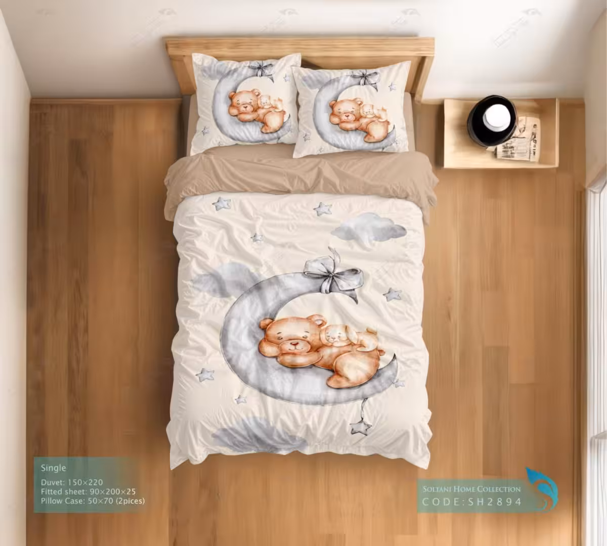 روتختی و ست کامل طرح خرس مهتابی سایز یکنفره کد SH2894