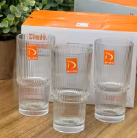 لیوان بلند شیاردار دوطبقه deli glass