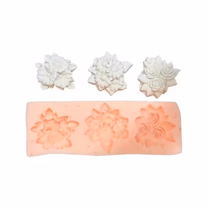 قالب سیلیکونی شیت 3 تایی گل 5 سانتی